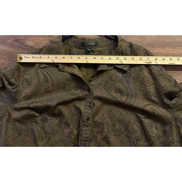Lauren Ralph Lauren Womens 3X Paisley Button Front Shirt Blouse 100% - Picture 6 of 7